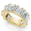 Pompeii3 5 1/2ct Naya Emerald Cut Diamond Wedding Band 14k Gold/pt Stack Ring Lab Grown In Multi
