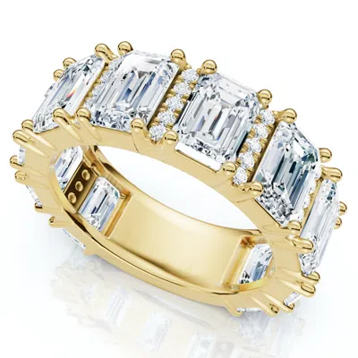 Pompeii3 5 1/2ct Naya Emerald Cut Diamond Wedding Band 14k Gold/pt Stack Ring Lab Grown In Multi