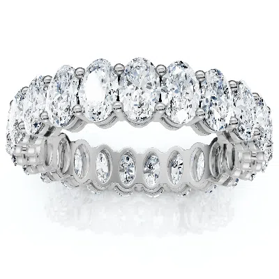 Pompeii3 5 1/2ct Oval Diamond Eternity Wedding Ring Gold Or Platinum Lab Grown In Transparent