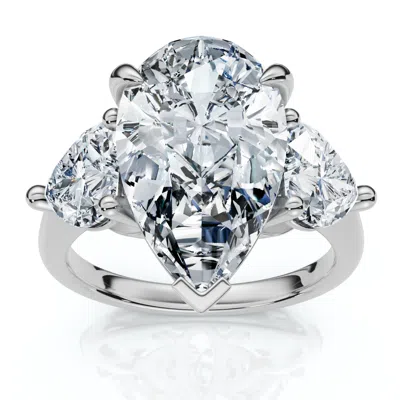 Pompeii3 5 1/2ct Pear & Heart Certified Diamond Engagement Ring 14k Gold Or Pt Lab Grown In Silver