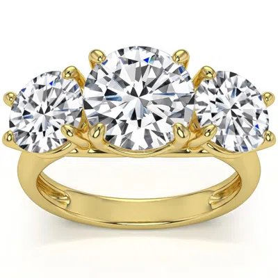 Pompeii3 5 1/2ct Three Stone Lab Grown Diamond Engagement Ring White Yellow Or Rose Gold