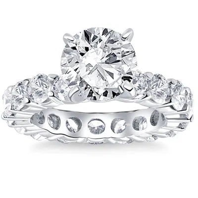 Pompeii3 5 1/2ct Tw Round Cut Diamond Eternity Engagement Ring 14k White Gold Lab Grown In Silver
