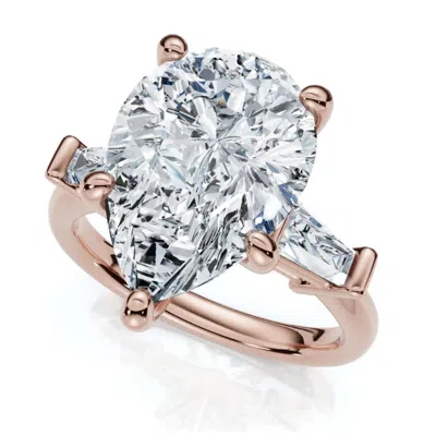 Pompeii3 5 3/4ct Certified Pear & Baguette Diamond Engagement Ring 14k Gold Lab Grown In Silver