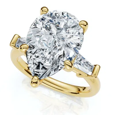 Pompeii3 5 3/4ct Certified Pear & Baguette Diamond Engagement Ring 14k Gold Lab Grown In Silver
