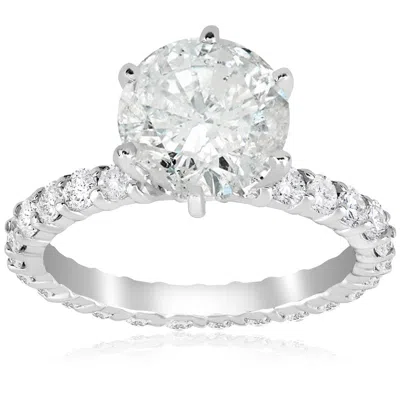 Pompeii3 5 Carat Enhanced Diamond Engagement Eternity Ring 14k White Gold Round Cut In Multi