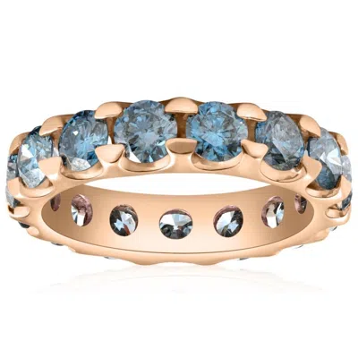 Pompeii3 5 Ct Blue Diamond Eternity Ring In White, Yellow, Or Rose Gold Lab Grown In Multi