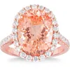 Pompeii3 5 Ct Pink Topaz & Diamond Halo Ring In 10k Rose Gold In Multi