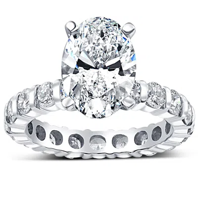 Pompeii3 5 Ct Tw Oval Diamond Eternity Engagement Ring 14k White Gold Lab Grown