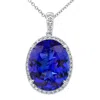 Pompeii3 5 Ct Tw Oval Tanzanite & Lab Grown Diamond Halo Pendant 14k White Gold Necklace In Multi