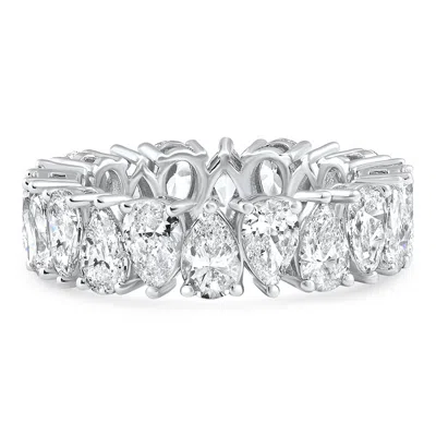 Pompeii3 5.10ct Pear Shape Diamond Eternity Ring 14k Gold Lab Grown Stackable Band In Silver