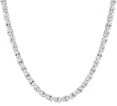 Pompeii3 53 Ct Tw Oval Diamond Tennis Necklace 17" 14k White Gold Lab Grown (e/vs) In Multi