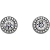 Pompeii3 .55ct Diamond Bezel Studs Vintage Milgrain Accent 14k White Gold In Multi