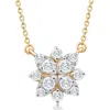 Pompeii3 .55ct Tw Diamond Cluster Halo Round Pendant Yellow Gold Necklace Lab Grown In Multi