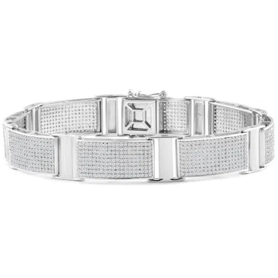 Pompeii3 5.66ct Men's Diamond 8.5" Bracelet Silver 25 Grams 12mm Wide
