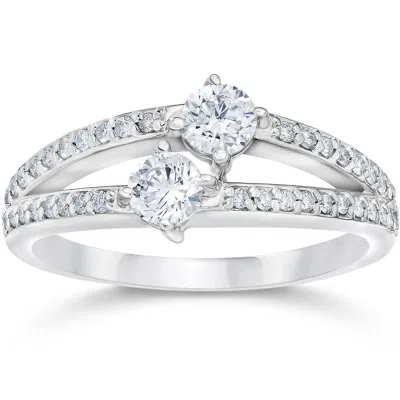 Pompeii3 5/8 Carat 2 Stone Forever Us Diamond Ring 14k White Gold In Multi