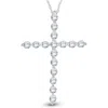 Pompeii3 5/8 Ct Diamond Cross Pendant Necklace 18" 10k White Gold 1" Tall In Silver