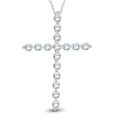 Pompeii3 5/8 Ct Diamond Cross Pendant Necklace 18" 10k White Gold 1" Tall In Multi