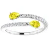 Pompeii3 5/8 Ct Fancy Yellow Pear Shape Diamond 2-stone By Pass Ring Lab Grown White Gold In Multi
