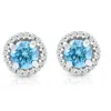 Pompeii3 5/8 Ct Halo Blue Lab Grown Diamond Studs 10k White Gold Earrings In Multi