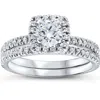 Pompeii3 5/8 Ct Lab Grown Diamond Cushion Halo Engagement Wedding Ring Set White Gold Ex3 In Multi