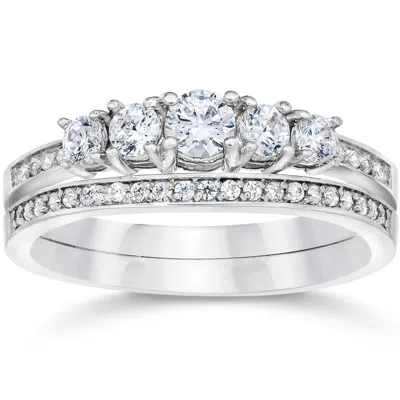 Pompeii3 5/8 Ct Vintage Diamond Engagement Wedding Ring Set 10k White Gold In Multi