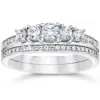 Pompeii3 5/8 Ct Vintage Diamond Engagement Wedding Ring Set 10k White Gold In Silver