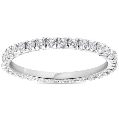 Pompeii3 5/8 Cttw Diamond Eternity Ring Womens Stackable Round 14k White Gold Band In Silver