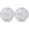 Pompeii3 5/8 Cttw Princess Cut Diamond Halo Screw Back Studs 10k White Gold 9.5mm In Silver