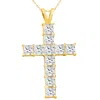 Pompeii3 5.80ct Princess Cut Diamond Cross Pendant 14k Gold Necklace Lab Grown 1 1/2" In Silver