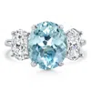 Pompeii3 5.80ct Tw Aquamarine & Oval Diamond Ring 14k White Gold Lab Grown In Metallic