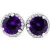 Pompeii3 5/8ct Amethyst & Diamond Halo Studs 10k White Gold In Multi