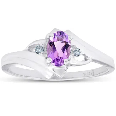 Pompeii3 5/8ct Amethyst & Diamond Ring 10k White Gold In Multi
