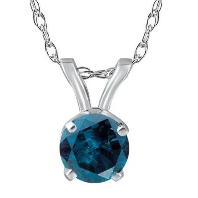 Pompeii3 1/4ct Blue Diamond Solitaire White Gold Pendant In Metallic