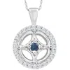 Pompeii3 5/8ct Blue Sapphire & Diamond Circle Pendant 15mm White Gold Women's Necklace In Multi