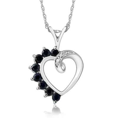 Pompeii3 5/8ct Blue Sapphire & Diamond Heart Pendant 14k White, Rose, Or Yellow Gold 1" In Multi