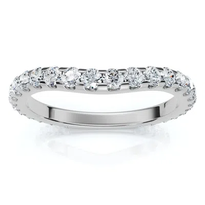 Pompeii3 5/8ct Curved Diamond Wedding Anniversary Matching Band 14k Gold Ring Lab Grown In Silver
