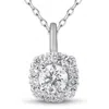 Pompeii3 5/8ct Cushion Halo Diamond Pendant 14k White Gold & 18" Chain In Multi