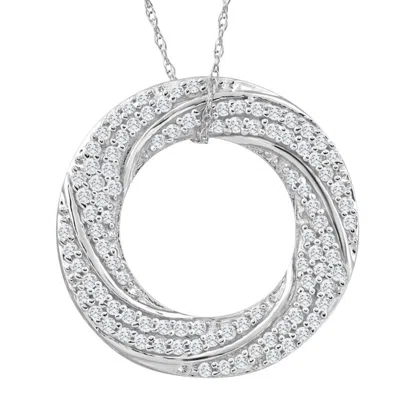 Pompeii3 5/8ct Diamond Circle Pendant 10k White Gold Women's Necklace 1" Tall In Multi