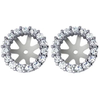 Pompeii3 5/8ct Diamond Earring Studs Halo Jackets 14 Kt (7-7.5mm) In Silver