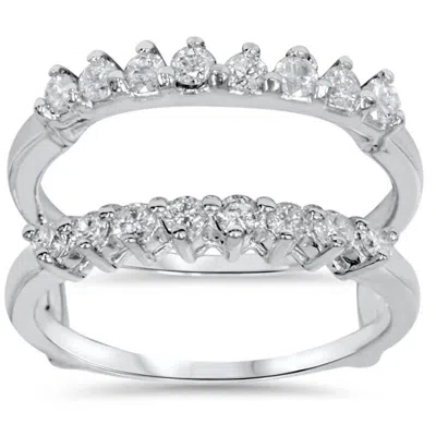Pompeii3 5/8ct Diamond Guard Ring Enhancer 14k White Gold Size Selectable In Transparent