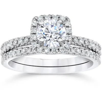 Pompeii3 5/8ct Diamond Halo Engagement Ring Set In White, Rose, Yellow Gold, Or Platinum In Metallic