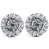 Pompeii3 5/8ct Diamond Halo Studs Mounting Fits 5.5-6.5mm Round Stones 14k White Gold In Multi