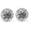 Pompeii3 5/8ct Diamond Halo Studs Mounting Fits 5.5-6.5mm Round Stones 14k White Gold In Silver