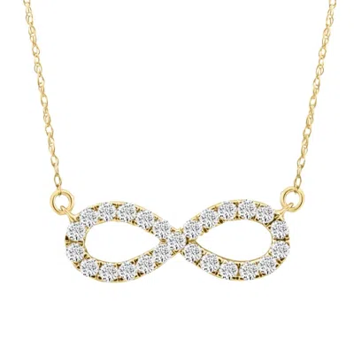 Pompeii3 5/8ct Diamond Infinity Pendant White Or Yellow Gold Necklace 3/4" Wide In Silver