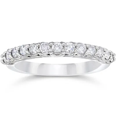 Pompeii3 5/8ct Diamond Wedding U Prong Trellis Stackable Wedding Ring 10k White Gold In Multi
