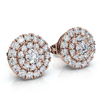 Pompeii3 5/8ct Double Halo Women's Diamond Earrings 14k Gold Lab Grown