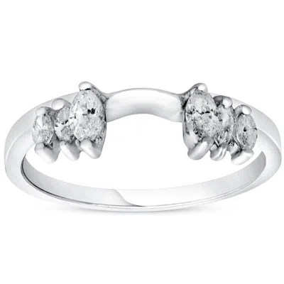Pompeii3 5/8ct Marquise Diamond Ring Enhancer 14k White Gold In Silver