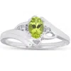Pompeii3 5/8ct Oval Peridot & Diamond Ring 14k White Gold In Green