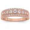 Pompeii3 5/8ct Pave 3-row Diamond Wedding Ring Stackable Band 14k Gold Lab Grown In Multi
