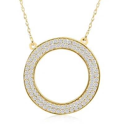 Pompeii3 5/8ct Pave Round Cut Diamond Circle Pendant White Or Yellow Gold Necklace 3/4"